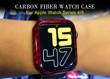 Hafif Kırmızı Parlak Karbon Fiber Apple Watch Kılıfı 44mm