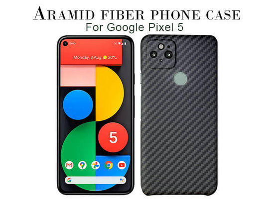 Google Pixel 5 Karbon Fiber Kapak için Parmak İzi Önleyici Aramid Fiber Telefon Kılıfı