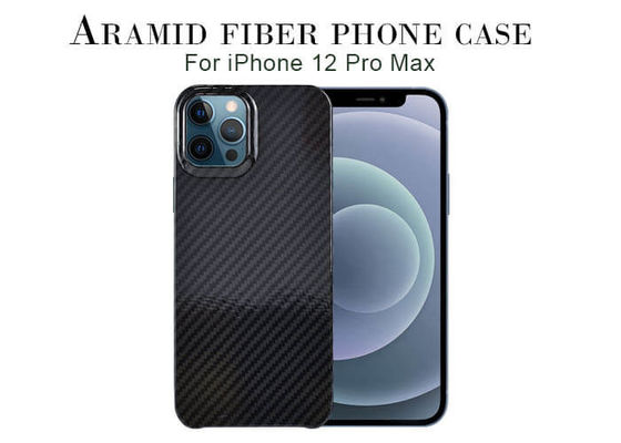 iPhone 12 Pro Max için Parlak Yüzey Siyah Karbon Aramid Fiber iPhone Kılıf