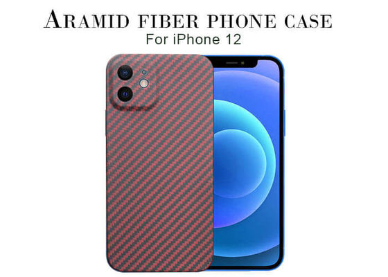İPhone 12 için Kırmızı Renkli  Karbon Aramid Fiber Telefon Kılıfı