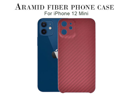 Karbon Fiber Telefon Kılıfı iPhone 12 Mini Kırmızı Renkli Aramid Fiber Kılıf