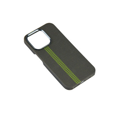 Sarı Plain Weave Kir-dayanıklı Aramid Karbon Fiber iPhone 16 Pro Max için manyetik telefon hali