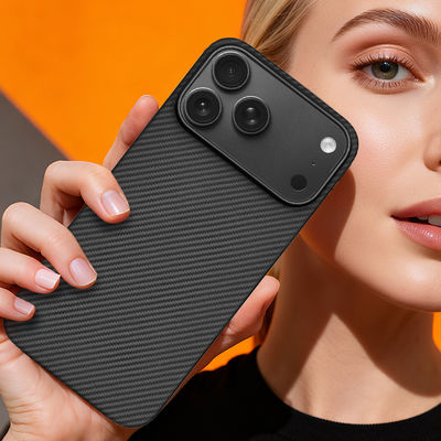 iPhone 17 Pro Max için Metal Çerçeveli Özelleştirilmiş Aramid Karbon Fiber Cep Telefonu Kılıfı